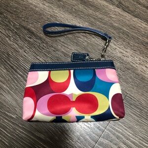 Coach Multicolor Poppy C Logo Sateen Wristlet - Blue Trim